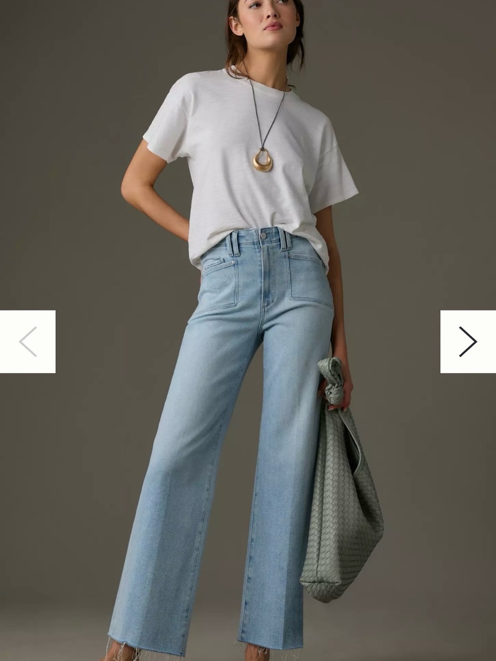 PAIGE Anessa Light Blue High-Rise Wide-Leg Jeans, size 25